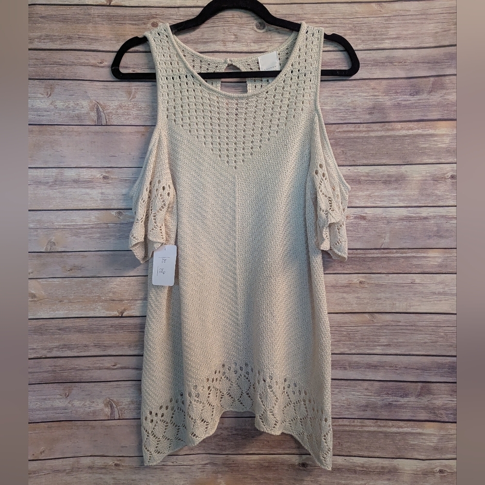 Lauren Conrad Cottagecore, boho, Cream Sleeveless Crochet Top. Size L